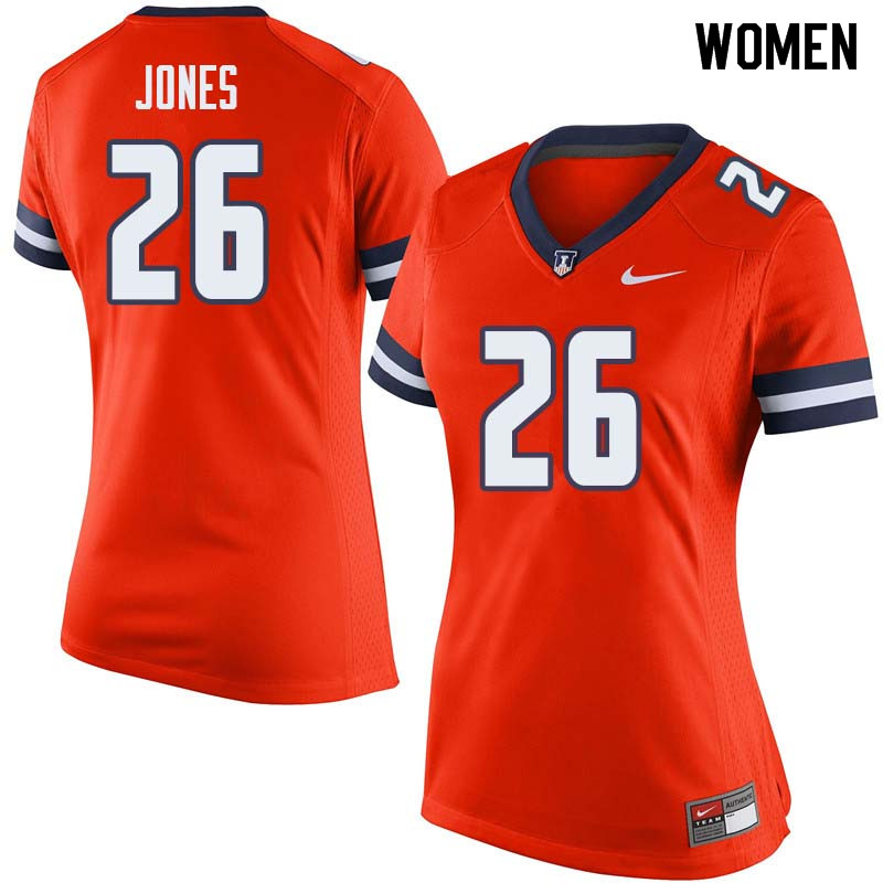 Women #26 Evan Jones Illinois Fighting Illini College Football Jerseys Sale-Orange